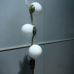 Lampe sur pied moderne à 3 globes avec base en marbre, lampe sur pied à boules de verre givré pour salon, chambre à coucher, décoration nordique pour la maison - Product Image 4