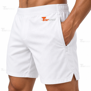 <b>Men's</b> <b>White</b> Board <b>Shorts</b> Quick Dry Elastic Waist Casual Bermuda <b>Shorts</b> with Pockets Solid Color Front Logo Sweat <b>Shorts</b> - Product Image 4