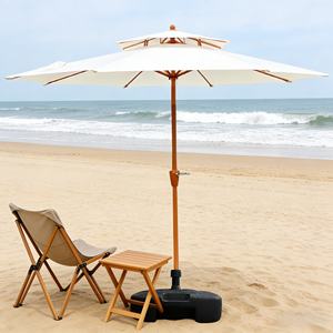 Sombrilla de <span class=keywords><strong>patio</strong></span> moderna plegable de 2.7m con doble techo ventilado, de alta resistencia, con poste central de hierro y elevación manual con manivela, para jardín, exterior y cafetería. - Product Image 4