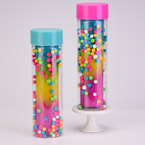 Bouteille en plastique double couche de 500ml POM pour boule de paille nouvelle couleur arc-en-ciel dégradé créative étanche pour un design mignon pour les enfants - Product Image 4