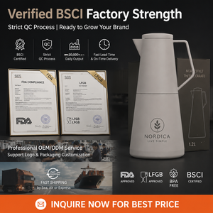 <span class=keywords><strong>Carafe</strong></span> à café isotherme de 1200 ml avec couvercle à ouverture rapide, bec verseur anti-goutte, en acier inoxydable thermolaqué, pour la maison et le bureau - Product Image 6