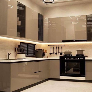 Gabinetes de cocina elegantes personalizables con puerta de cristal para expositores de cocina clásicos para el hogar - Product Image 1