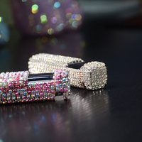 Nouveau briquet rechargeable électronique de luxe en strass USB diamant coupe-vent