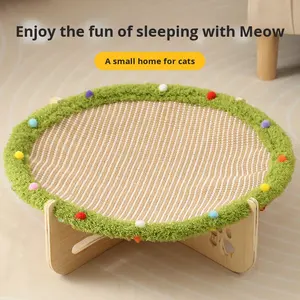 Lit pour chat et chien en bambou doux toutes saisons avec planche à gratter intégrée et hamac amovible et lavable à la main uniquement - Product Image 5