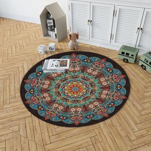 พรมลายเหรียญเปอร์เซียทรงกลม Wan Xinlong ขนาด 150 ซม. ดูแลรักษาง่าย เหมาะสำหรับห้องนอน ห้องนั่งเล่น ตกแต่งบ้าน ทำความสะอาดง่าย ซักด้วยน้ำได้ - Product Image 2