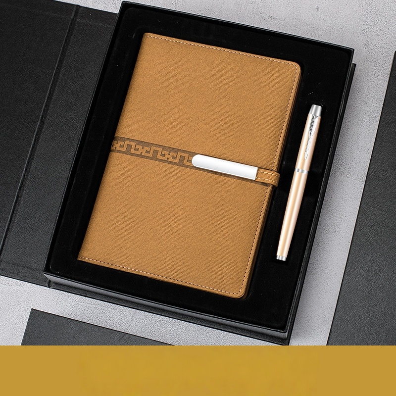 Two-piece set (long notebook + signature book) Gold