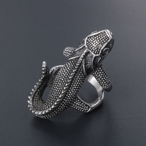European American Style <b>Titanium</b> Steel Lizard <b>Ring</b> Men's Fashion Punk Animal Shape Micro Pave Jewelry SA507 - Product Image 4