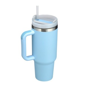 Custom <strong>Cowprint</strong> Stainless Steel Vacuum Insulated Travel Mug 40oz Tumbler with Handle and Straw - Product Image 6