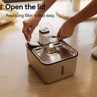 Fontaine à eau pour animaux de compagnie de grande taille ultra silencieuse en plastique et acier inoxydable de 3,5 L, distributeur d'eau intelligent à piles/charge, pour chiens et chats, avec capteur