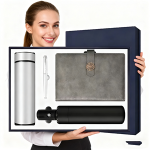 Luxury Gift Boxes Business Gift Set Automatic Umbrella Logo Vacuum Flask + A5 Notebook + <b>Pen</b> Promotional Activities UV Printed - Product Image 1