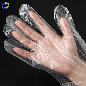 Hogar fundido de polietileno biodegradables desechables de plástico guante guantes de la mano