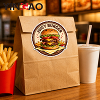 Rouleau d'autocollants personnalisés durables et imperméables pour étiquettes de burgers, adhésifs en vinyle de qualité alimentaire, pour boîtes à emporter, sacs et gobelets de boissons