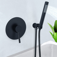 Douche à main thermostatique en laiton noir à 2 trous avec pommeau de douche pluie et massage pour baignoire, idéale pour la maison, l'appartement et l'hôtel
