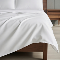 Draps de lit en coton blanc pour hôtel, draps plats king size en gros, doux, écologiques, durables, pour toutes les saisons, pour hôpitaux et hôtels