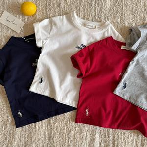 Tongxingyuan Children's Short Sleeve T-Shirt Cotton Jersey Summer Base Layer White Red Navy Blue Gray Black Boys T-Shirt - Product Image 1