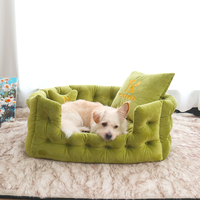 Petopia Large Custom Katzen bett Luxus Green Circle Design Schaum Leinen Wasch bares Nest für Winter Haustiere Hunde Gummi Bentonit Kunst pelz