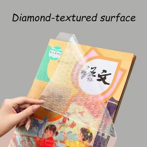 <span class=keywords><strong>Protège</strong></span>-livres transparents texturés effet diamant, Housses autocollantes imperméables pour manuels scolaires et cahiers, Enveloppes de livres durables - Product Image 2
