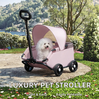 Poussette de voyage pliable de luxe à 4 roues pour chien et chat, tissu léger en maille Oxford, imperméable et réglable pour le camping