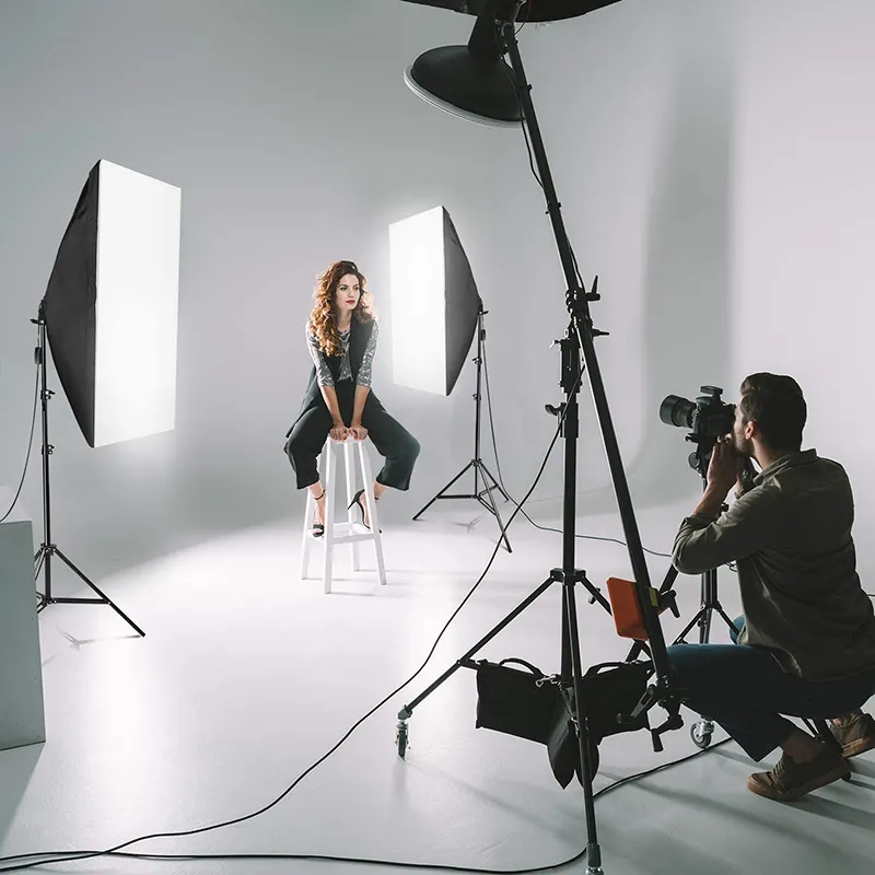 Studio Chụp Ảnh Liên Tục Kit Ảnh Softbox Ảnh Bộ Phòng Thu Backdrop Đứng Kit Photo Studio Ánh Sáng Bóng Đèn