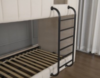 Lit superposé Willsoon moderne en velours beige capitonné - Lit superposé luxueux rembourré avec échelle et rangement