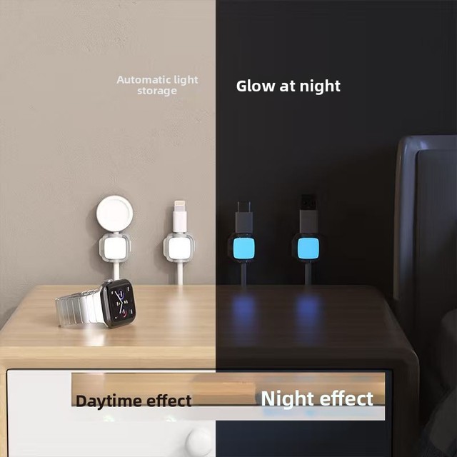 Plastic Magnetic Luminous Cable Clip & Organizer for Desktop Phone Charger Cable Storage