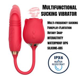 Giocattolo Sessuale 2 in 1 a Forma di Rosa <span class=keywords><strong>per</strong></span> Donne, Stimolatore Clitorideo con <span class=keywords><strong>Lingua</strong></span> Vibrante, <span class=keywords><strong>Vibratore</strong></span> Punto G con Dildo Penetrante - Product Image 3