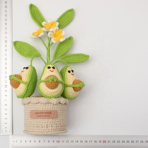 Handmade Knitted Potted Plant Ornaments Finished Avocado Imitation <b>Yarn</b> Flowers DIY Creative Gifts for Home Decoration Wedding - Product Image 3