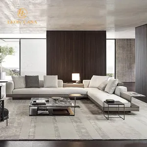 Italienisches Design Wohnzimmer Sofa grau Stoff Sektor Couch modulares Ecksofa modernes L-Form Sofa