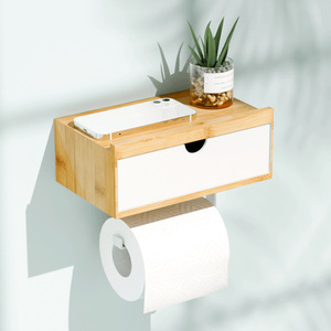Estante de baño para montar en la pared, dispensador de pañuelos sin clavos, almacenamiento de papel higiénico y toallitas húmedas sin necesidad de taladrar. - Product Image 3