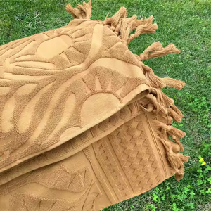 Sang Trọng Retro Hình Học Thêm Lớn 100% Bông Tùy Chỉnh Dệt Khăn Jacquard Bãi Biển Khăn Hai Mặt Nổi Khăn Với Tua - Product Image 6