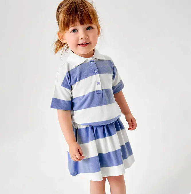 Hongbo 2023 European and American Style Summer Children's Wear Striped POLO Skirt Cute Girls Dresses