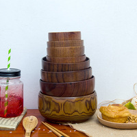 Vente en gros directe d'usine, bols à nouilles en bois de style japonais écologiques, bols à ramen et bols à salade en bois massif