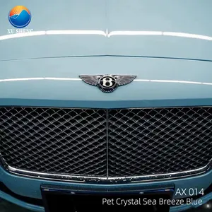 Блестящая синяя блестящая автомобильная пленка Pet Crystal Sea Breeze, блестящая серая виниловая оберточная бумага