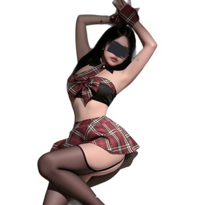 Sexy JK mini skirt set for late-night erotic lingerie, qqny innocent campus uniform temptation flirtatious pajamas for women - Product Image 1