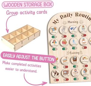 Sinh thái thân thiện bằng gỗ thói quen hàng ngày việc vặt biểu đồ cho trẻ em trẻ mới biết đi với khắc tường dấu hiệu & tùy chỉnh thiết kế - Product Image 6