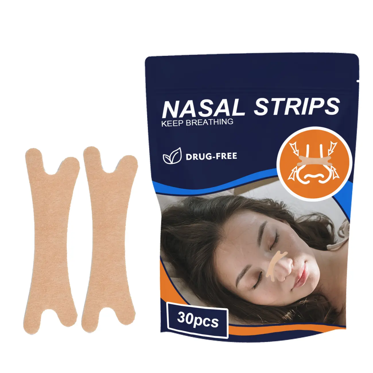 Anthrive OEM ODM Custom Package Bag 66*19mm Easy Sleep Strips Help Stop Snoring Nose Strips Better Breath Nasal Strips