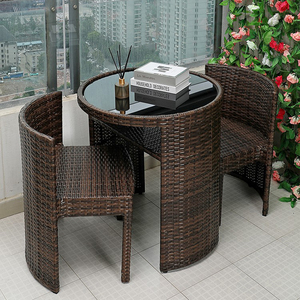 Ensemble de table et chaises en rotin pour restaurant, gain de place, mobilier de jardin, ensemble de table à manger d'extérieur - Product Image 1