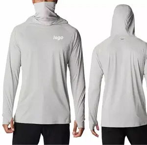 Men'S UPF50+ Bamboo Polyester Custom Color Outdoor Sun Block UV Fishing Wear Long Sleeve Hoodie Fishing Shirt