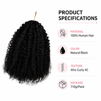 Extensions de cheveux humains 100 % faits à la main, style afro crépu, en plumes, pour crochet, permanents, pour femmes noires, vente en gros