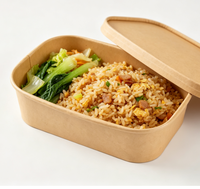 Boîte alimentaire rectangulaire multifonctionnelle jetable en papier kraft, étanche, pour bureau, cantine scolaire, magasin d'alimentation légère, Shandong