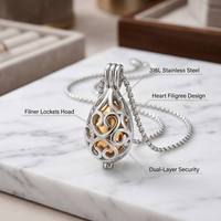 Collier urne funéraire pour animaux de compagnie en acier inoxydable, forme goutte d'eau, avec médaillon filigrané, capsule interne amovible, fermeture à vis, 6 options de couleur, commémoratif