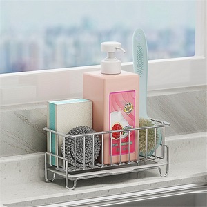 Égouttoir à éponges de cuisine moderne en acier inoxydable 304, étanche et à double niveau, non pliable - Product Image 1