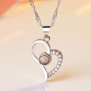 100 idioma <span class=keywords><strong>te</strong></span> amo COLLAR COLGANTE de corazón de plata esterlina collar de joyas - Product Image 6
