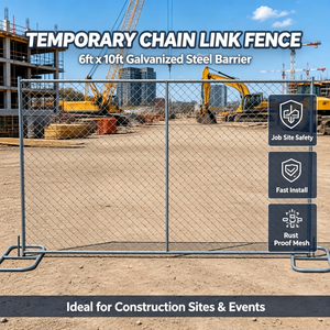 Panneau de clôture temporaire en treillis galvanisé robuste 6 pi x 12 pi, barrière de construction autoportante et portable pour événements - Product Image 3
