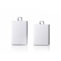 Pendentif géométrique carré minimaliste en acier inoxydable vierge avec trou de suspension pour l'exportation, gravure laser, bijoux