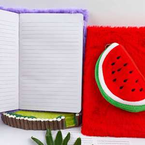 2022 Pineapple Watermelon <b>Pattern</b> Hardcover Plush Cover Notebook with Customized Color and Bag - Product Image 4