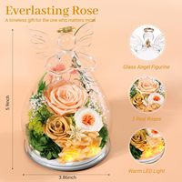 Figurines d'anges en verre avec roses éternelles préservées - Fabriquées en Chine 3,86x3,86x5,91 pouces Cadeaux d'anniversaire pour maman