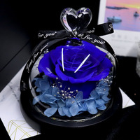 Cabezas de Rosas Preservadas de Lujo TC en Cúpula de Cristal con Luz LED, Regalo Romántico Único para el Día de San Valentín, Día de la Madre, Cumpleaños