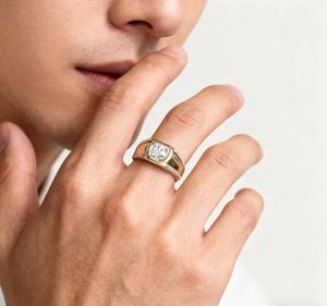 Anillo Personalizado Premium para Hombre, Plata de Ley 925, Moissanita D VVS-VS, con Baño de Oro/Oro Rosa/Plata - Product Image 4