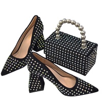 NOUVEAU 2024 YCH Ensemble de chaussures et sac pour femme de style nouveau avec pierres, magnifiques chaussures italiennes assorties au sac, ensemble de chaussures de soirée pour femme
